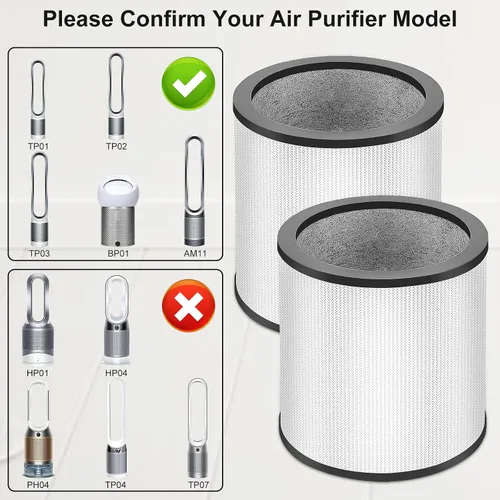 Vista 2 de CERO Filtro de repuesto TP01 mejorado compatible con los modelos Dyson Tower Purifier Pure Cool Link TP01, TP02, TP03, AM11, BP01, comparado