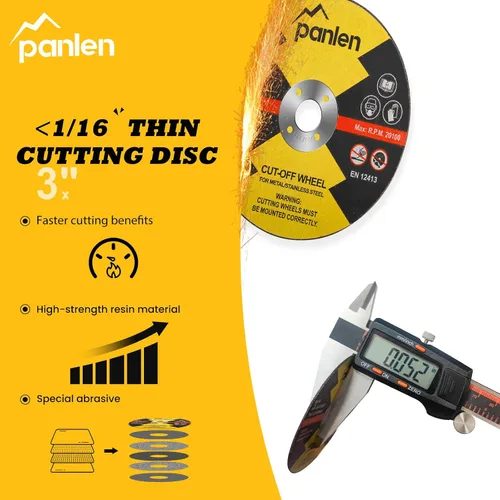Vista 5 de 3 pulgadas 10 Pack Disco de Corte para Amoladora Troqueladora y Kit de Mandril de Montaje 1/4" 3/8" Arbor