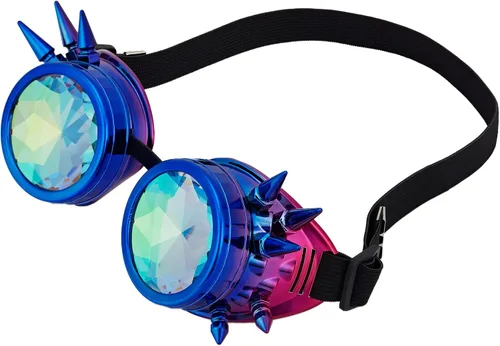 Vista 72 de Gafas caleidoscopio para raves trippy psicodélico steampunk con lentes de cristal de difracción de prisma arcoíris