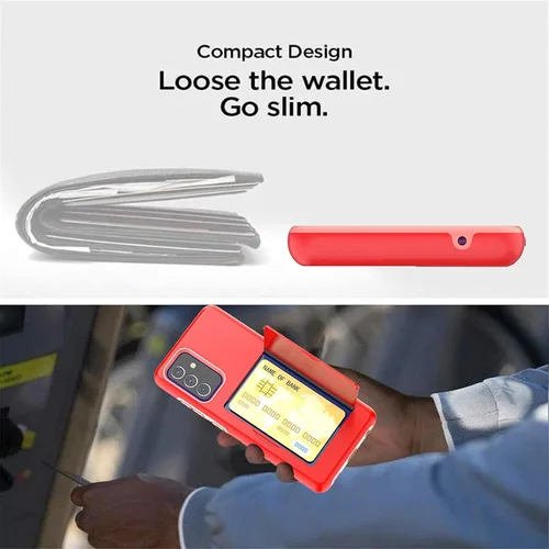 Vista 5 de Asuwish Funda compatible con Samsung Galaxy A52 5G/4G y protector de pantalla de vidrio templado, accesorios de celda, soporte para tarjetas de Rojo