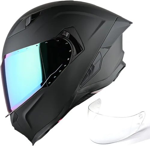 Vista 13 de 1Storm Casco integral de motocicleta para adultos, hombres y mujeres, casco de carreras de bicicleta de calle, aprobado por DOT, con un escudo extra