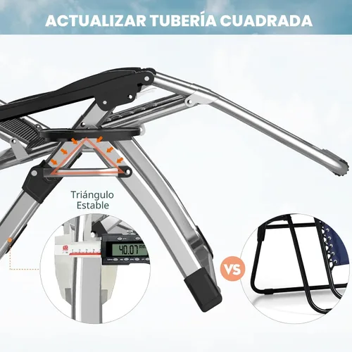 Vista 7 de ABORON Silla de Gravedad Cero, Sillas de Salón Plegables Premium para Césped y Exteriores, Sillas de Patio Reclinables Resistentes y Ajustables