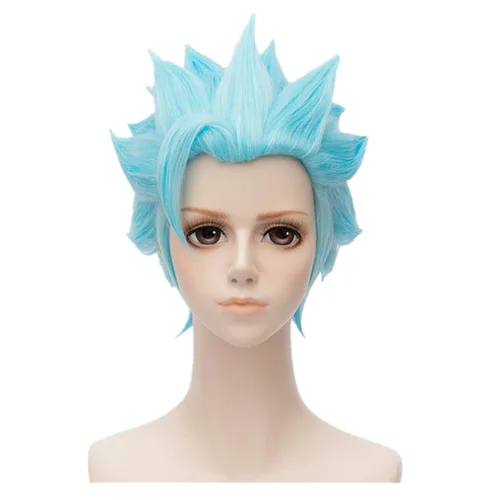 Vista 12 de Peluca corta de pelo sintético para hombre, color naranja