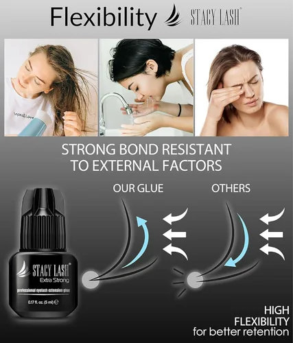 Vista 6 de STACY LASH Pegamento para extensiones de pestañas extra fuerte (0.17 onzas líquidas/0.2 fl oz), secado de 0.5 a 1 segundo/retención - 8