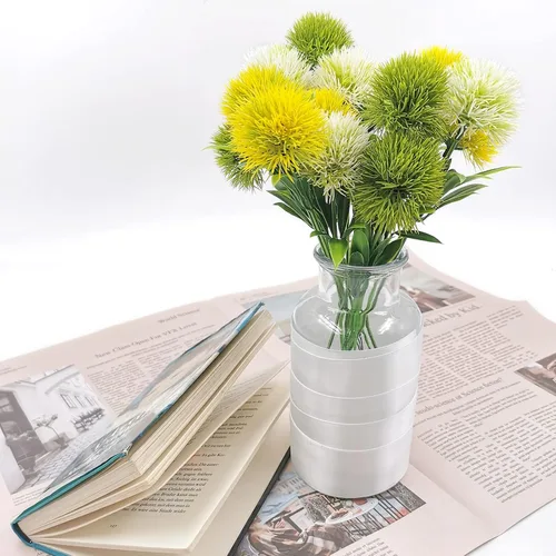 Vista 7 de SNAIL GARDEN 15 piezas de diente de león artificial, ramo de plantas de flores artificiales con 1 florero, bolsa de papel kraft, arbustos