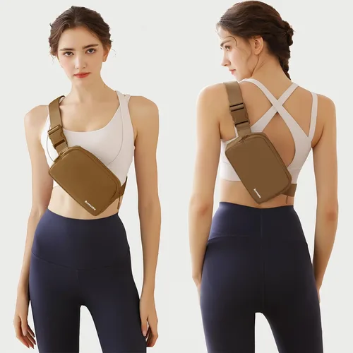 Vista 59 de Cangurera cruzada para mujer, mini bolsa para cinturón de 1 litro con correa ajustable de 32 a 51 pulgadas, bolsa de cintura pequeña para viajes