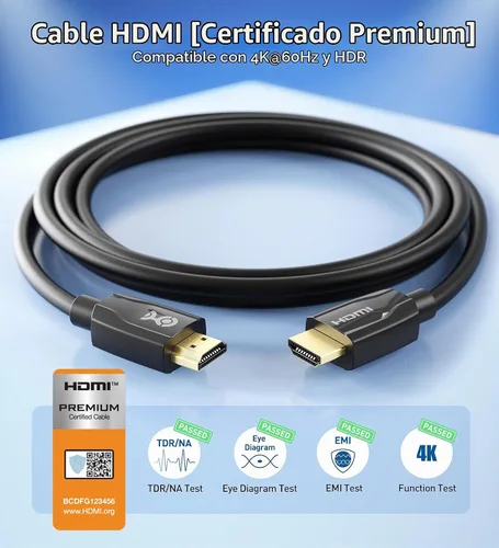 Vista 2 de Cable Matters [Certificado premium] Cable HDMI 4K, 10 pies, negro