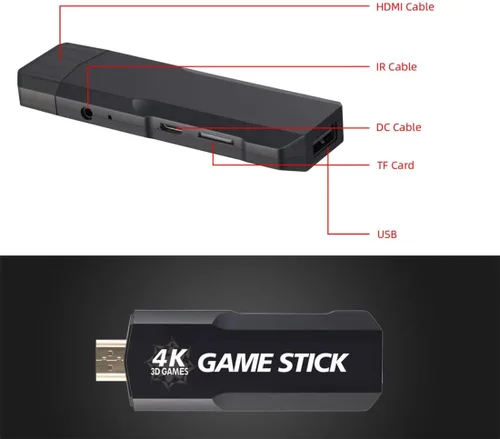 Vista 5 de Topoo 4K Retro Arcade Game Console Game Stick con 2 controladores inalámbricos Gamepad 128G con 4000 juegos para TVPC