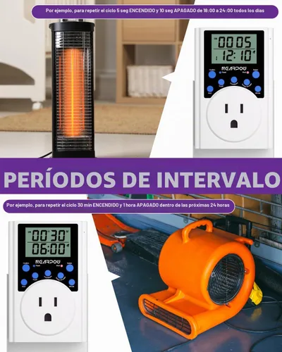 Vista 5 de Nearpow - Tomacorriente con temporizador, multifuncional, ciclo programable, temporizador digital para enchufar con salida de 3 clavijas, toma