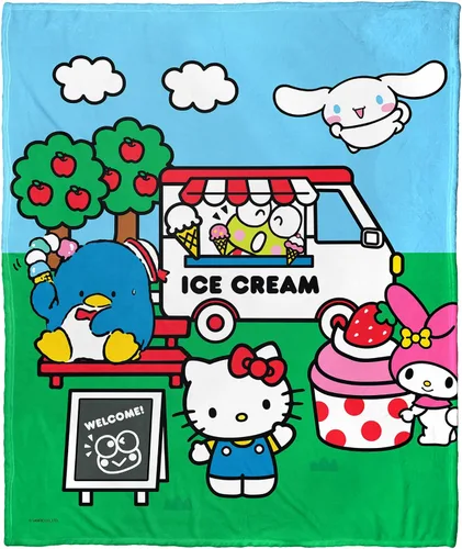 Vista 14 de Northwest Hello Kitty - Manta de seda táctil, 50 x 60 pulgadas, amigos de la playa