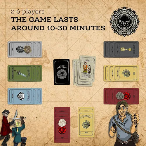 Vista 9 de Get That Pirate's Booty - Juego de cartas divertido para 2 a 6 jugadores, para adultos, adolescentes y niños, un divertido juego temático de pirata