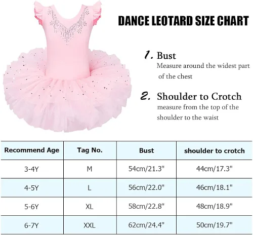 Vista 7 de BAOHULU Leotardos de ballet para niñas con falda completa, tutú de baile, disfraces de fiesta