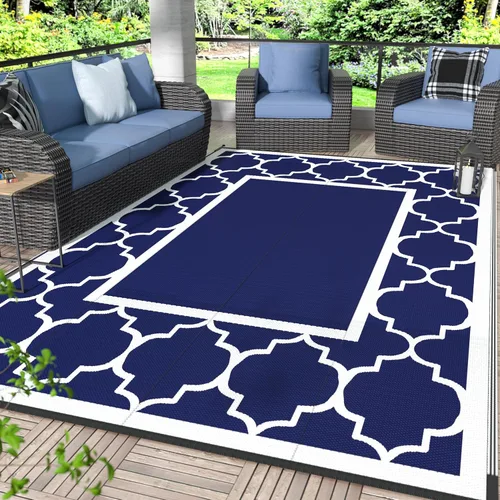 Vista 47 de GENIMO - Alfombra para exteriores de 8 x 10 pies, para patio, espacios amplios, impermeable, de pajillas de plástico, alfombra reversible