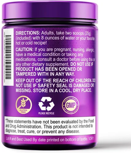 Vista 8 de Polvo de péptidos de colágeno 0.71 oz por porción - Polvo de colágeno hidrolizado alimentado con pasto tipo I y III con ácido hialurónico y biotina