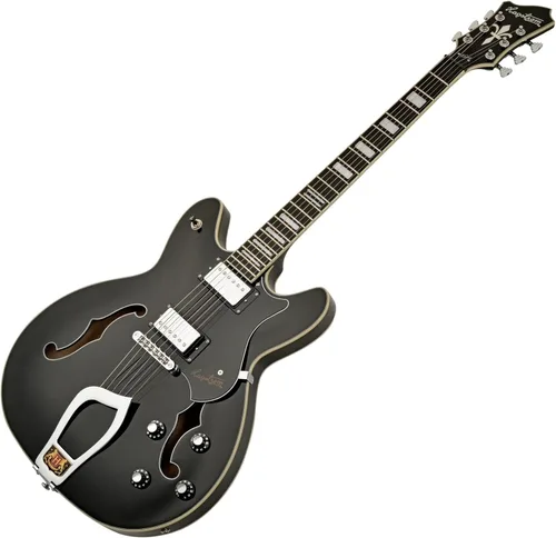 Vista 3 de Hagstrom Guitarra eléctrica semihueca Viking - Negro brillante