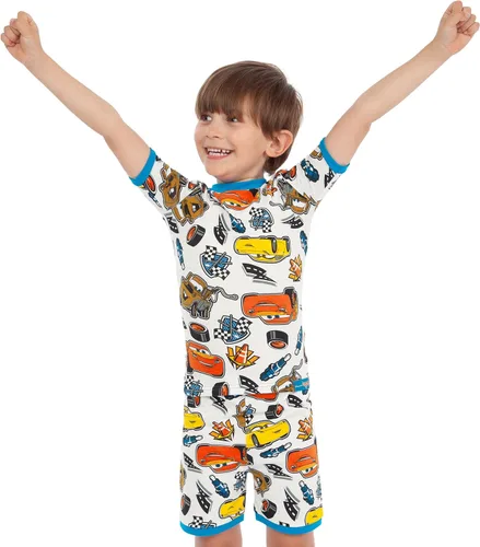 Vista 3 de Disney Cars Pijamas Juego de pijamas para niños de Rayo McQueen Pijamas para niños de ajuste ceñido