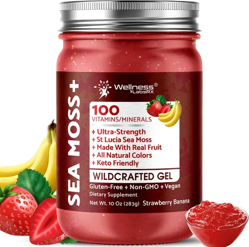 Vista 13 de Gel de musgo de mar irlandés crudo - Superalimento de musgo marino recolectado en la naturaleza - Sabor a manzana y canela, rico en vitaminas