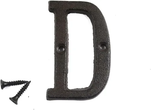 Vista 6 de Letras del abecedario de 3" en metal de hierro fundido decorativas, estilo clásico, para colgar letreros de pared, dirección, nombre, letrero