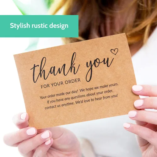Vista 5 de 50 tarjetas de agradecimiento grandes de 4 x 6 in – Tarjetas postales Kraft a granel de compra para apoyar las compras de clientes de pequeñas