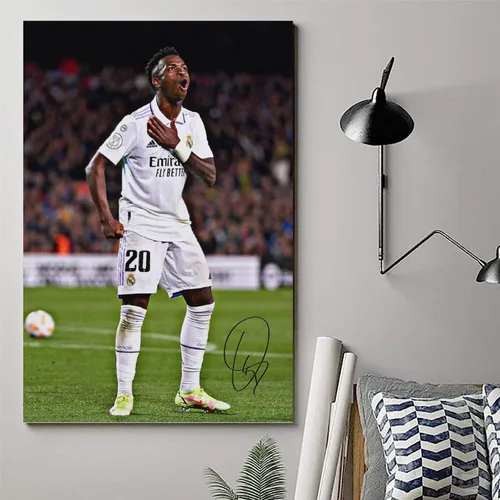 Vista 6 de LOGAUT Vinicius Jr Poster Vini Jr - Póster de fútbol firmado para pared, pintura estética para decoración del hogar, (V5106), sin marco, 24 x 36