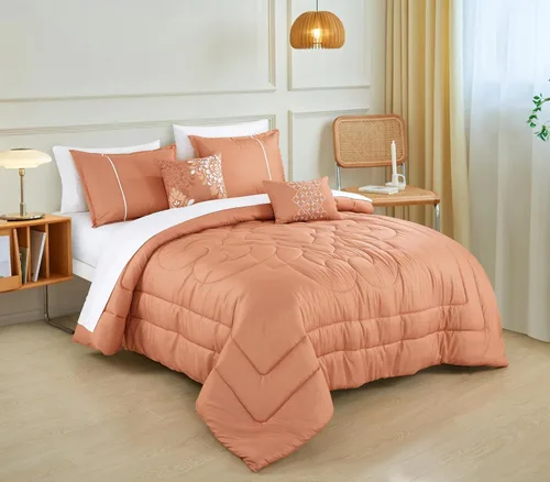 Vista 10 de ESCA Bed-in-a-Bag - Juego de sábanas y edredón de 9 piezas, color negro y rosa, juego de cama en bolsa, tamaño Queen