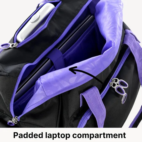 Vista 6 de Olympia Deluxe - Maleta de equipaje con ruedas, NegroVioleta, Overnighter rodante de moda de lujo