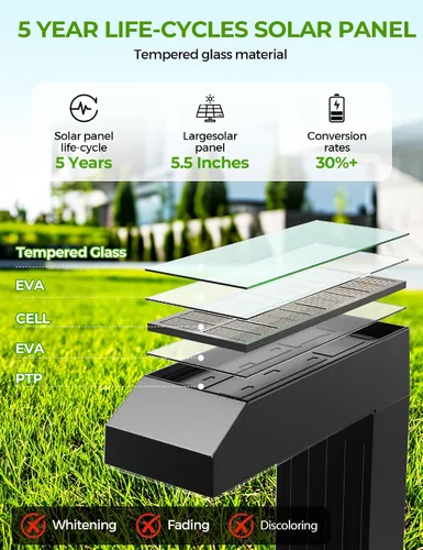 Vista 3 de COXSENI Paquete de 6 luces solares para caminos al aire libre, 3 colores en 1, iluminación de paisaje brillante con modos blancos fríos/cálidos/luz