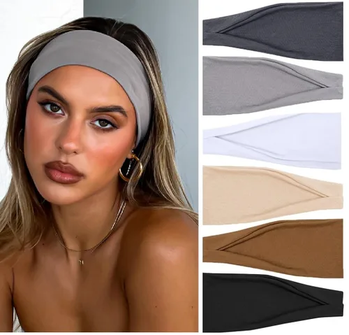 Vista 14 de TERSE Diademas para mujer, bandas de pelo de lunares de moda para yoga, entrenamiento, todos los días, bandas anchas y gruesas para la cabeza