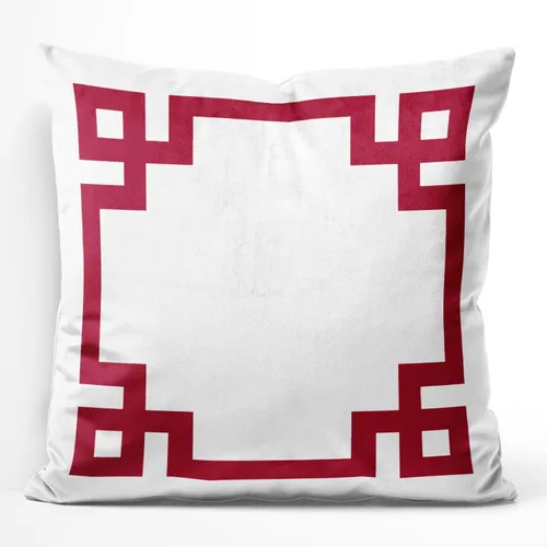 Vista 70 de Funda de almohada rectangular con cremallera en un lado impreso de 12 x 16 pulgadas, color blanco y rosa intenso Rosa fucsia