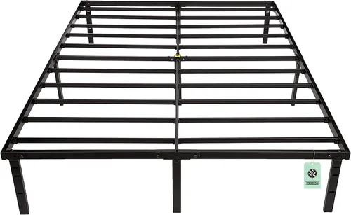 Vista 4 de Amazon Basics - Base de cama robusta y resistente con plataforma de almacenamiento tamaño Queen, soporte de listones de acero, sin ruido, de fácil