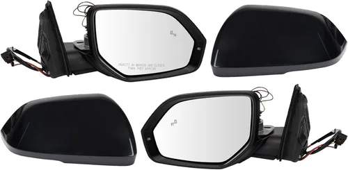 Vista 128 de TRQ Juego de conjunto de espejos laterales del conductor y del pasajero de 2 piezas con ajuste eléctrico, calefacción y memoria en negro Compatible