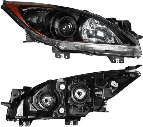 Vista 2 de Faro Delantero Lente Transparente Carcasa Negra para Mazda 3 2010