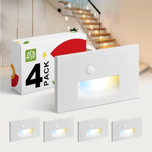 Vista 29 de ASD Lámpara LED Empotrada para Escalones, Iluminación de Peldaños para Escaleras de Exterior e Interior 3CCT, Regulable, Impermeable, Listado ETL