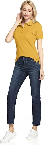 Vista 3 de TSLA Camisa polo clásica de manga corta para mujer, camisa de verano con cuello piqué de algodón dinámico, mezcla de algodón