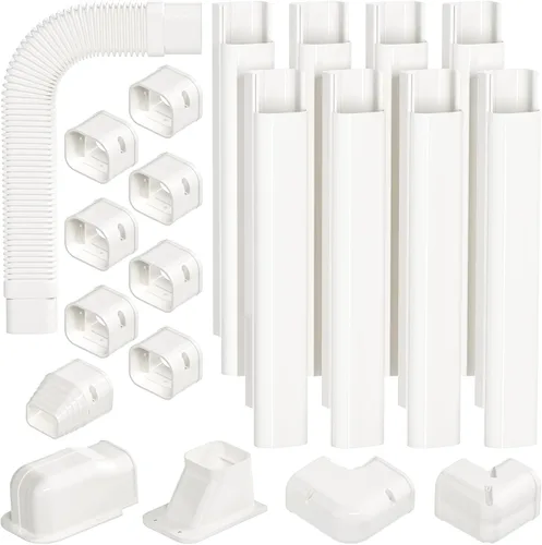 Vista 11 de 3" 7.5 ft Mini Split Line Set Cover, AC Lineset Cover Kit para Unidad Exterior Decorative PVC Paintable Line Cover Kit for Mini Split Air