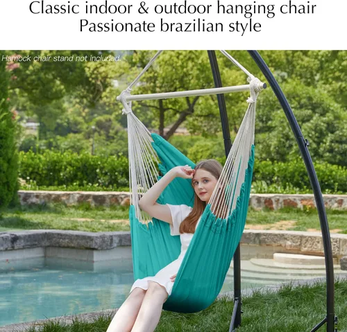 Vista 6 de PNAEUT Silla de Hamaca con Cuerda Colgante para Interiores y Exteriores para Dormitorio, Exterior, Patio (Azul Aqua)