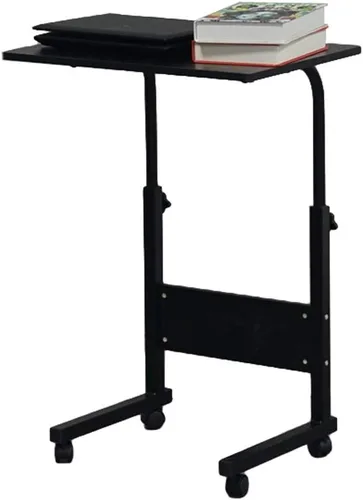 Vista 15 de Mesa auxiliar móvil, carrito de escritorio para laptop, mesa ajustable sobre la cama con ruedas, soporte de computadora para cama, sofá, sala