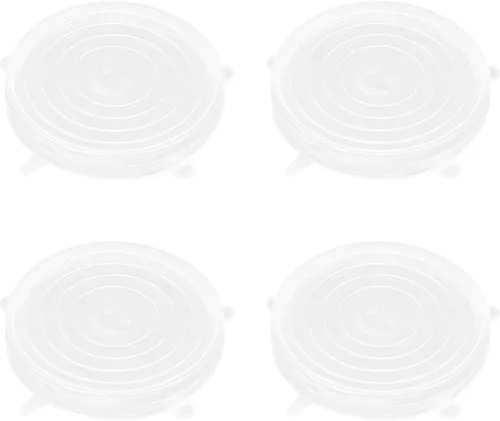 Vista 13 de Paquete de 4 tapas elásticas de silicona reutilizables de 4.5 pulgadas, fundas de silicona para almacenamiento de alimentos, tapas elásticas