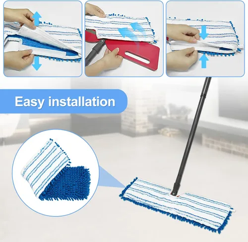 Vista 7 de Paquete de 3 cabezales de repuesto compatibles con la mopa Ocedar de microfibra de doble acción, repuestos de trapeador de doble cara con microfibra
