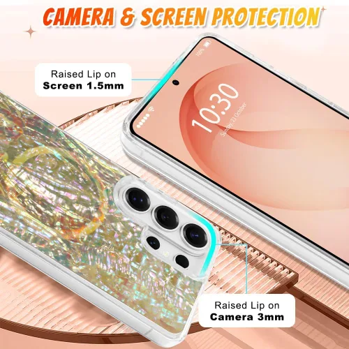 Vista 181 de Bonoma - Funda compatible con Samsung Galaxy S21 Plus, diseño de corazón con purpurina, color rosa Support for MagSafe, Plating Magnetic Case TPU