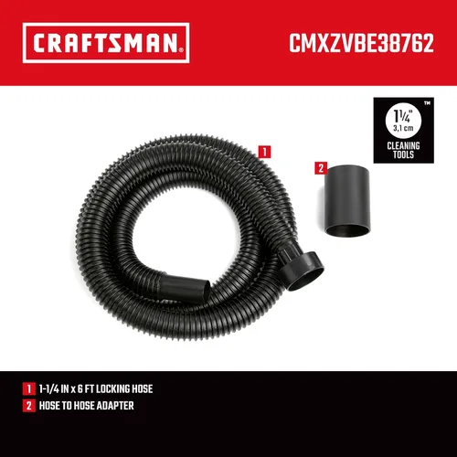 Vista 3 de CRAFTSMAN CMXZVBE38762 - Manguera de vacío húmeda y seca de 1-1/4 pulgadas x 6 pies Shop Vacuum Hose Attachment, Fits Most CRAFTSMAN Wet/Dry Vacs