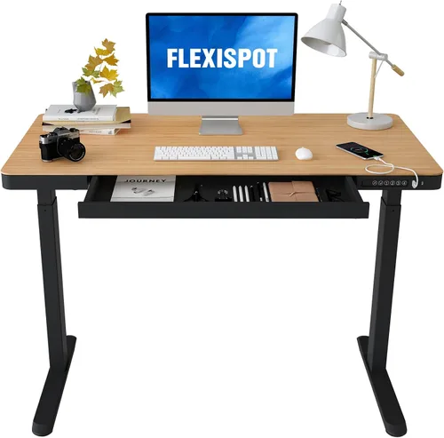Vista 11 de FLEXISPOT Q8 - Escritorio de pie de bambú de 55" con motor dual, estación de trabajo de computadora eléctrica de altura ajustable en 3 etapas