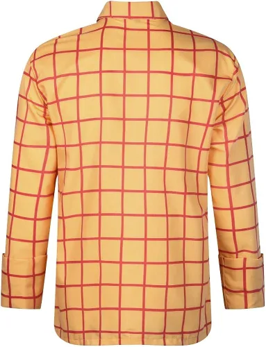 Vista 4 de Woody - Camisa de disfraz de vaquera Jessie para hombre, camisa casual de trabajo a cuadros con botones y manga larga