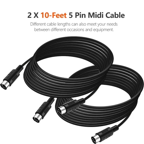 Vista 6 de Mellbree Cable MIDI de 5 pines DIN macho a macho de 10 pies, paquete de 2