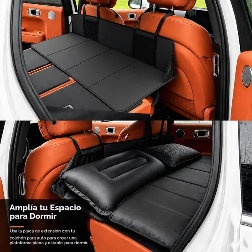 Vista 2 de Extensor plegable para asiento trasero de automóvil para dormir, placa de extensión de colchón de asiento trasero, plataforma portátil para cama