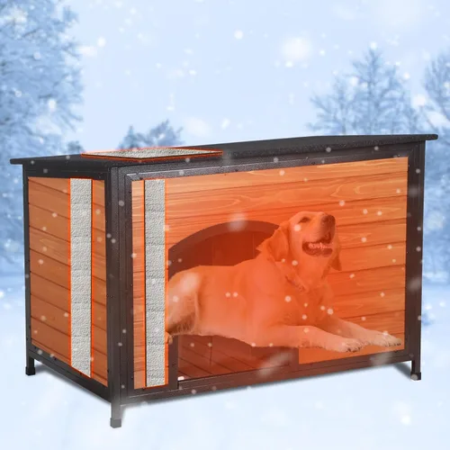 Vista 8 de FunXplore Casa para perros al aire libre, resistente a la intemperie, 34.3 pulgadas de largo, a prueba de masticación, para perros pequeños