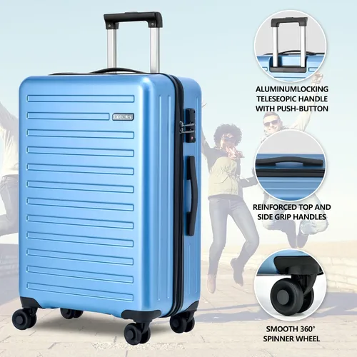 Vista 7 de TydeCkare 2028 pulgadas 202428 pulgadas ABS+PC conjunto de equipaje con ruedas giratorias TSA Lock, Azul (Ice Blue), Moda