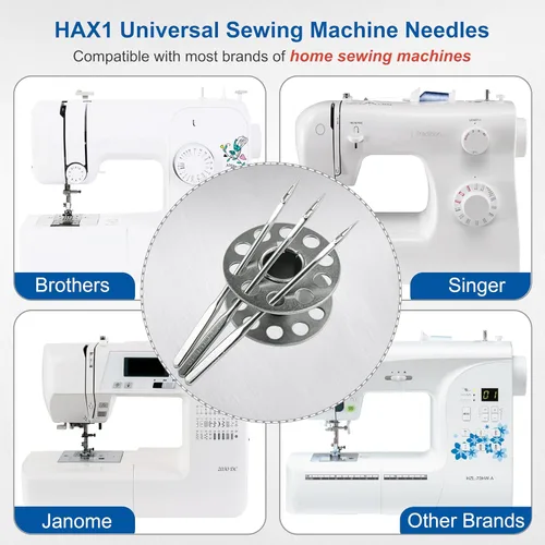 Vista 3 de Agujas universales para máquina de coser, tamaños: 65/9, 75/11, 90/14, 100