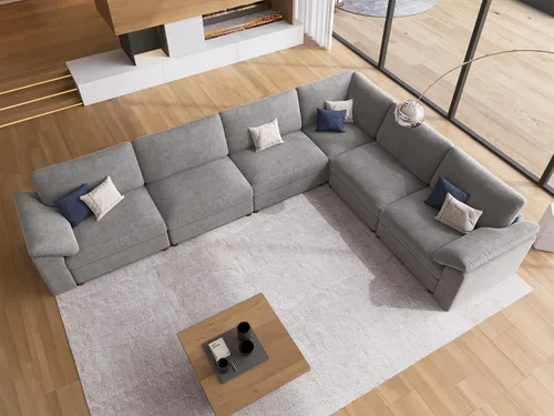 Vista 62 de EASE MOOSE Sofá modular verde seccional de gran tamaño en forma de L Pana verde
