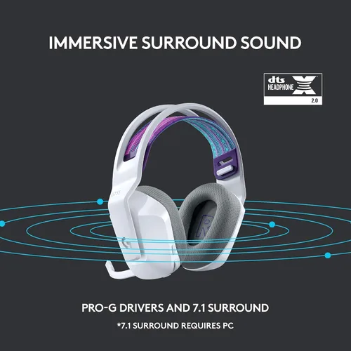 Vista 10 de Logitech - Auriculares inalámbricos G733 Lightspeed para juegos, con diadema de suspensión, LIGHTSYNC RGB, tecnología de micrófono Blue VO!CE